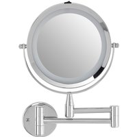 Orsina Wall Mounted LED Mirror, Durable 29x18cm Chrome Bathroom Mirror, Swivel Design in Silver | Size: 29x18 cm