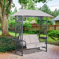 Outsunny Outdoor Garden 2 Seater Canopy Swing Chair - Beige