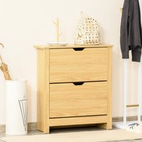 HOMCOM 12-Shoe Storage Cabinet 4 Shelves 2 Drawers - Brown / 80cm