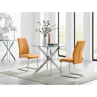 Novara 100cm Round Dining Table 2 Lorenzo Chairs - Mustard