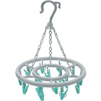 Round Sock Dryer Complete with 16-Piece Clothes Pegs - Grey