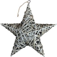 Antique Wash Wicker Full Star Christmas Decoration - Brown