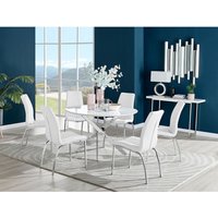 Novara White High Gloss 120cm Dining Table 6 Isco Chairs - White