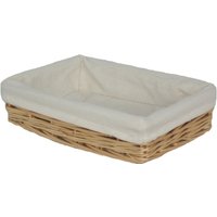 Lined Straight-Sided Rectangular Wicker Tray - Brown / 21cm