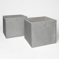 Matte Velvet Decorative Fabric Cube Storage Boxes - Silver Grey