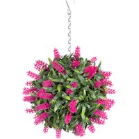 Best Artificial 24cm Pink Lush Lavender Hanging Basket Flower Topiary Ball - Pink