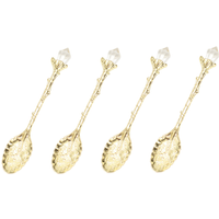4 Pack Vintage Carved Spoons - Gold
