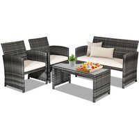 4 PCS Patio Furniture Set Outdoor Conversation Set - Mix Grey