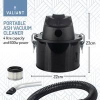 Portable 600W Mini Ash Vacuum Cleaner with 4L Capacity - Black