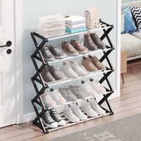 Shoe Rack Foldable Metal Multi-Tier - Black / 70.2cm