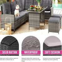Barletta 8 Seat Rattan Garden Corner Set - Light Grey/Cream