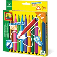 SES CREATIVE, SES CREATIVE Triangular XL Grip Colouring Pens Set, 12 Colours - 14696 - Multi-colour SES CREATIVE, SES CREATIVE Triangular XL Grip Colouring Pens Set, 12 Colours - 14696 - Multi-colour