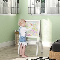 AIYAPLAY Double-Sided Kids Easel with Storage Shelf - White