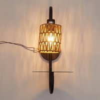 E27 Single Light Wall Fixture with Paper Rope Wrap - Black