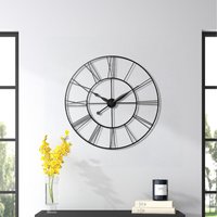 60cm Round Metal Wall Clock - Dark Grey