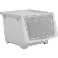 Kidkid Storage Box Stackable Plastic with Lid and Wheels - Grey