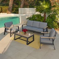 Como Aluminium Garden Conversation Set - Ivory / Sofa, 2 Chairs, Coffee Table