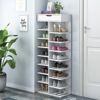Lifeideas 9-Tier Shoe Rack with Top Drawer - White