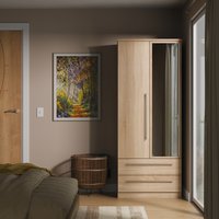 Sherwood Ready Assembled 2 Door 2 Drawer Mirrored Robe - Bardolino Oak