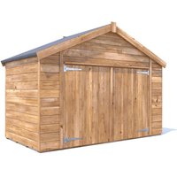 8x4ft Dunster House Pressure Treated Wooden Bike Shed - Brown