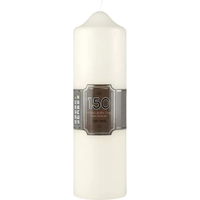 Unscented Ivory Round White Pillar Candle - Ivory / 7cm / 24cm