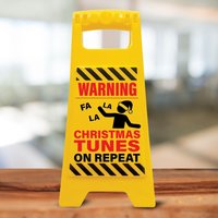 Christmas Tunes on Repeat Warning Sign Christmas Decor - Black