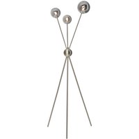 Tripod Floor Lamp with Smoked Glass Ball Shades - Satin Nickel