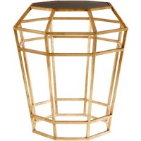 Zariah Mirror Top and Geometric Base Table - Gold