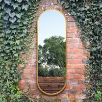 MirrorOutlet The Vultus Metal Framed Double Arched Garden Wall Mirror - Gold / 160cm