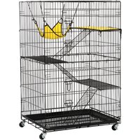 4 Tier Large Heavy Duty Pet Cage on Wheels - Black