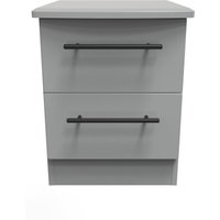 Beverley Ready Assembled 2 Drawer Bedside Cabinet - Dusk Grey