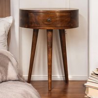 Solid Wood Chestnut Semi Circle Bedside - Brown