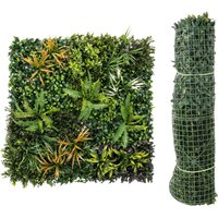 Outsunny Grass Wall Panels, Greenery Backdrop Panels - Green, Yellowish-brown, Purple, White