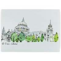 St Paul's Cathedral Worktop Protector - Large Textured Glass Chopping Board - Neutral