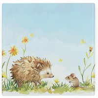 Hedgehog & Mouse Glass Hot Pot Stand - Heat Resistant Non-Slip Trivet - Brown