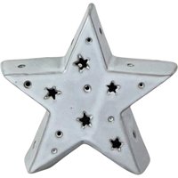 Four Candle White Ceramic LED Star Ornament 7cm