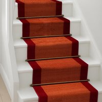 Bravich LTD Bordered Traditional Hallway Runner Rug Non Slip Low Pile in Terracotta | Size: 60 cm x 450 cm
