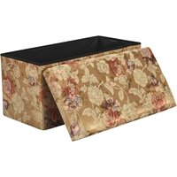 Anastasia Storage Ottoman Box Floral Jacquard Gold - Gold