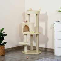 Pawhut 3 Tier Deluxe Cat Activity Tree - Beige
