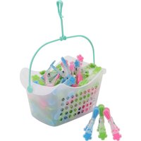 Plastic Peg Basket with 72 Prism Soft Touch Flower Design Pegs - Clear