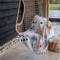 Pink Blue Flowers Blanket - Pink