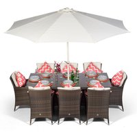 Savannah Square Rattan Patio Dining Set - Brown / 8
