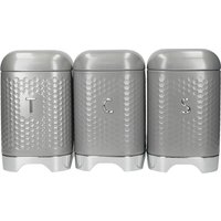 Lovello, Lovello Textured Tea, Coffee and Sugar Canisters - Grey Lovello, Lovello Textured Tea, Coffee and Sugar Canisters - Grey