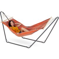 VonHaus, 1 Person Striped Garden Hammock with Stand - Orange VonHaus, 1 Person Striped Garden Hammock with Stand - Orange