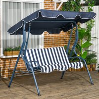Outsunny Garden Swing Chair with Adjustable Canopy - Blue