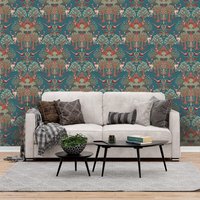 Nordic Deer Textured Wallpaper - Teal