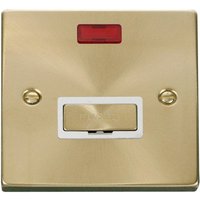 Satin Brushed Brass 13A Fused Ingot Connection Unit With Neon - White