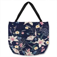 Tropical White Pink Flowers Tote bag - Black