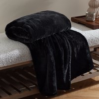 Kallu Double-Sided Faux-Fur Throw - Black / 200cm