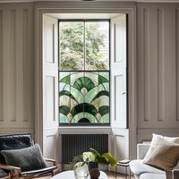 Albonese Art Deco Stained Glass Privacy Window Film - Green / 95cm